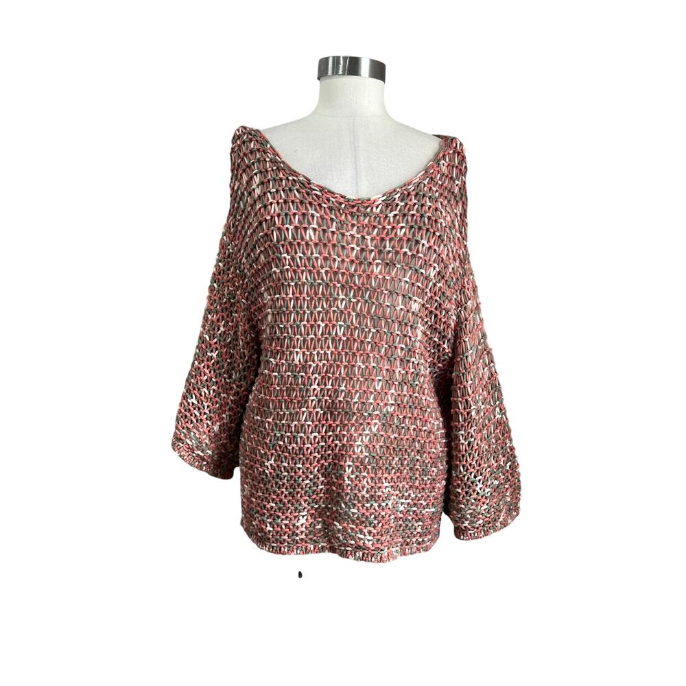 Anthro‎ MOTH Salina Open Weave Sweater L Boho Lagenlook Chunky Knit
